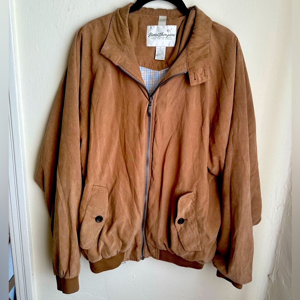 Norm Thompson Mens Light Brown Polyester Long Sleeve Full-Zip Jacket